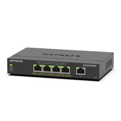 5-Port High Power PoE+ Gigabit Ethernet Plus Switch (120W).