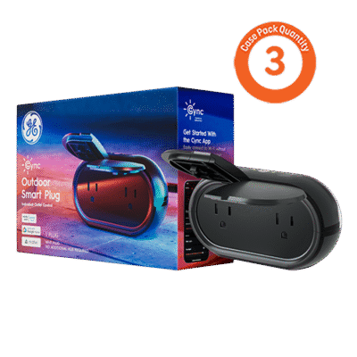 GE CYNC SMART OUTDOOR PLUG, WEATHER RESISTANT SMART OUTLET (CASE 1X3PK)