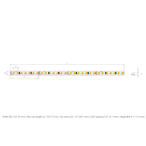 KLUS 5.6W/FT 10MM WIDE 3500K STATIC WHITE TAPE