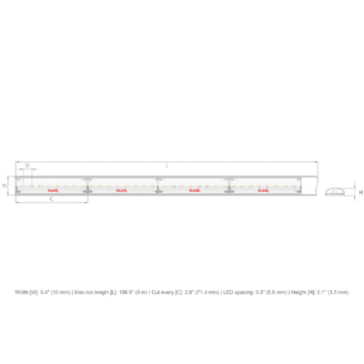 KLUS 3.5W/FT GEL COATED IP65 DIM-TO-WARM